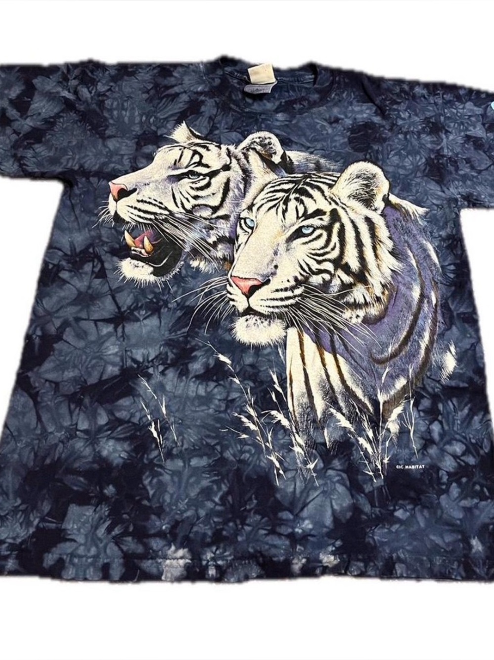 Vintage 90s Rainforest Cafe White Tiger Tie Dye Graphic T Shirt Nature Size M